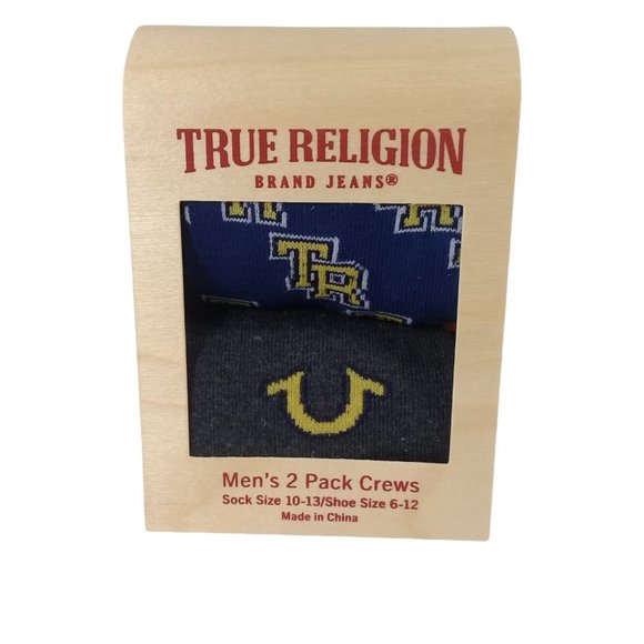 New True Religion Men's Two Pack Crew Socks Shoe Size 6-12 Sock Size 10-… - Picture 4 of 6